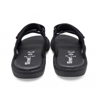 รองเท้าแตะ SKA-25 หนังนูบักออยล์ดำ-นูบักออยล์ตาล-ตาข่ายตาล